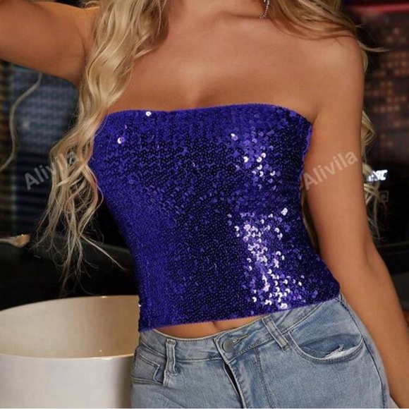NWOT Sequin Crop Top - Picture 1 of 6